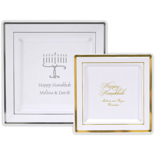 Design Your Own Personalized Banded Square Plastic Plates